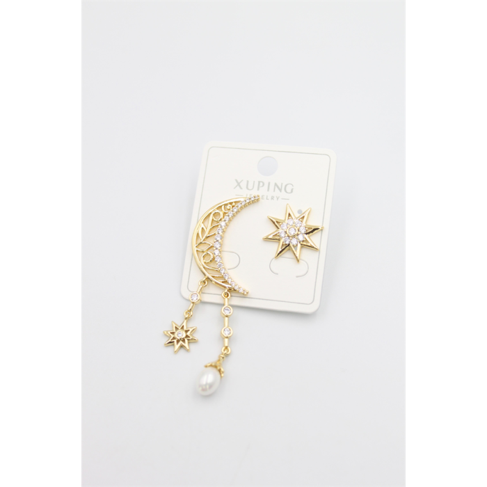 Ay Yıldız Küpe - Altın