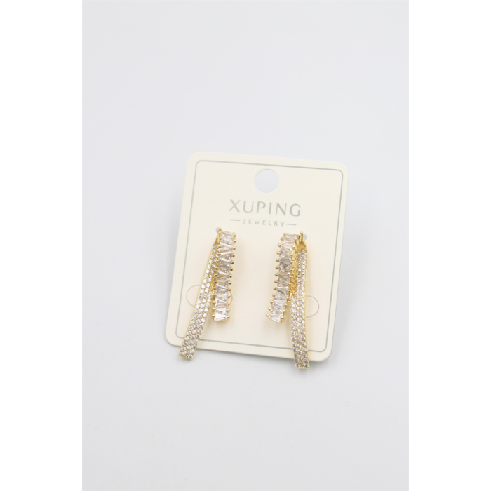 Baget Taşlı Küpe - Altın