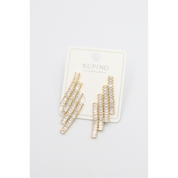 Baget Taşlı Küpe - Altın