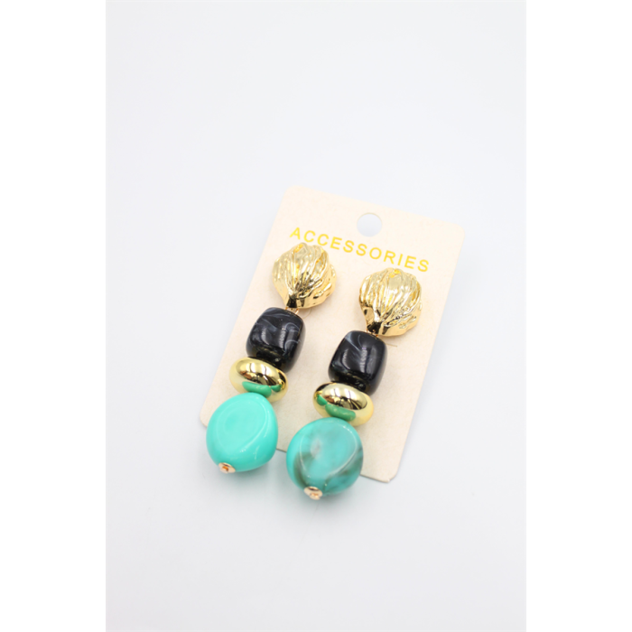 Boncuklu Küpe - Siyah