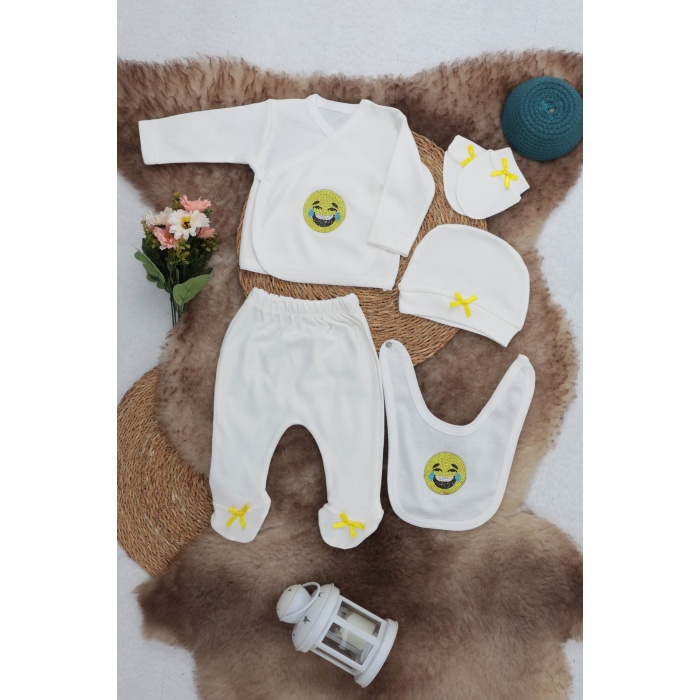 Sema Baby 5 Parça Gülen Surat Hastane Çıkışı Zıbın Seti 0-3 Ay