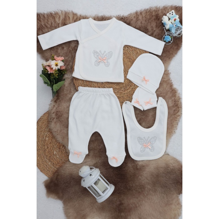 Sema Baby 5 Parça Hastane Çıkışı Zıbın Seti 0-3 Ay - Butterfly