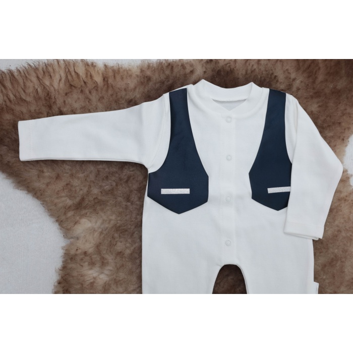 Sema Baby Pamuklu Bebek Tulum Seti 0-3 Ay - Smokin