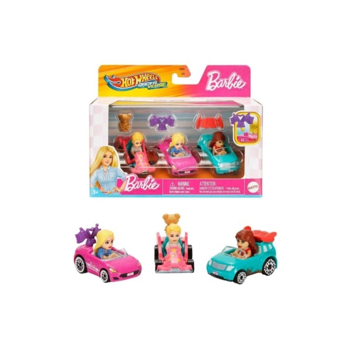 Hot Wheels Racerverse Barbie 3 lü Araba Seti JDG45