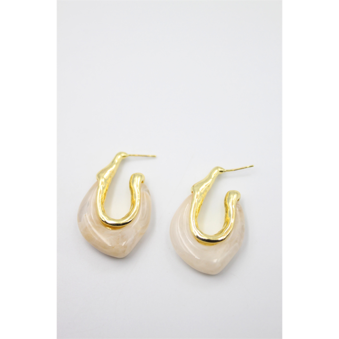 Akrilik Küpe - Krem