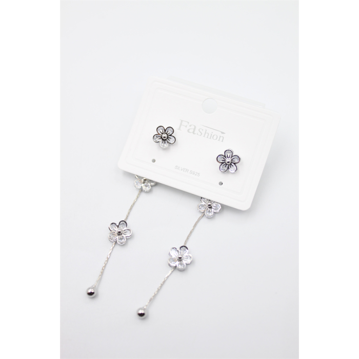 Zirkon Taşlı Küpe - Gümüş