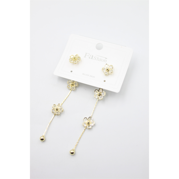 Zirkon Taşlı Küpe - Altın