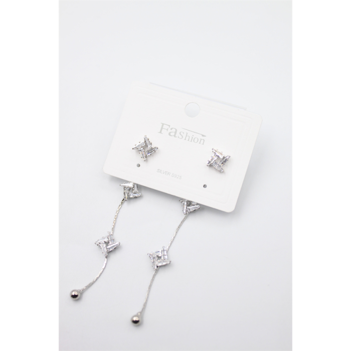 Zirkon Taşlı Küpe - Gümüş