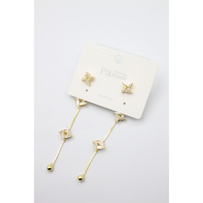 Zirkon Taşlı Küpe - Altın