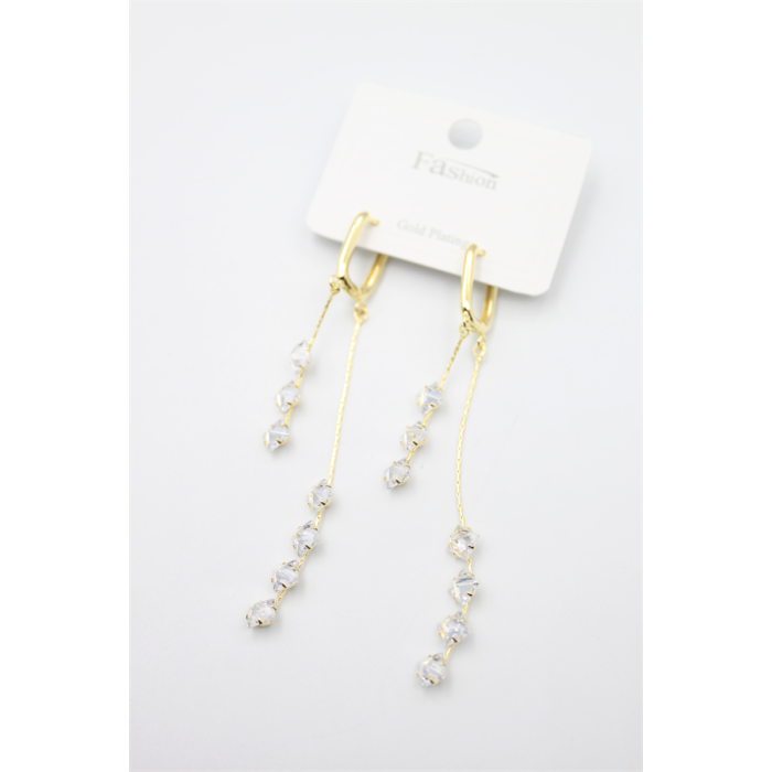 Zirkon Taşlı Küpe - Altın