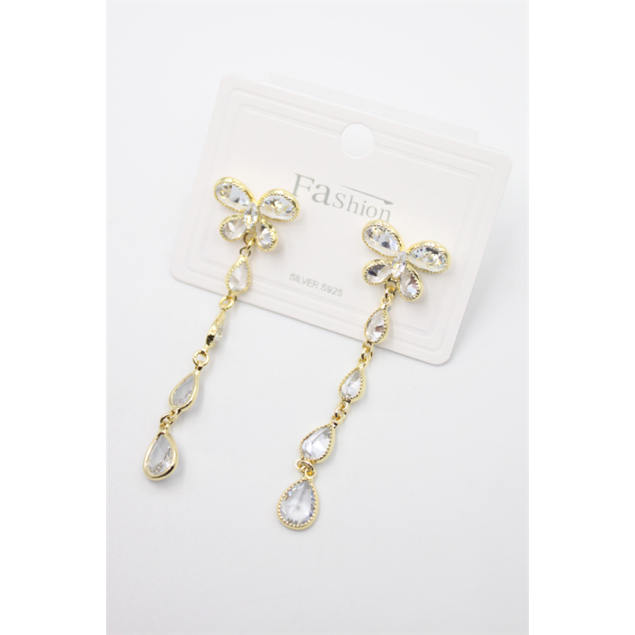 Zirkon Taşlı Küpe - Altın