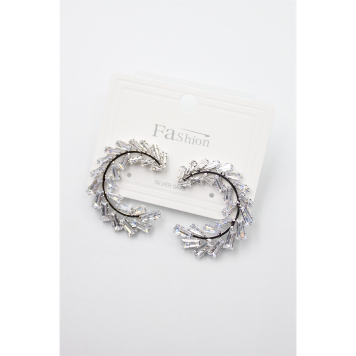 Zirkon Taşlı Küpe - Gümüş