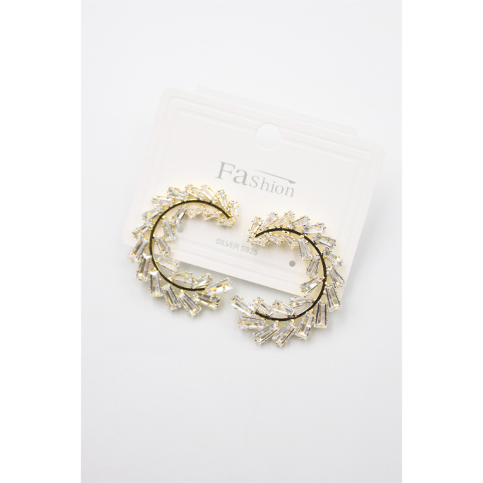 Zirkon Taşlı Küpe - Altın