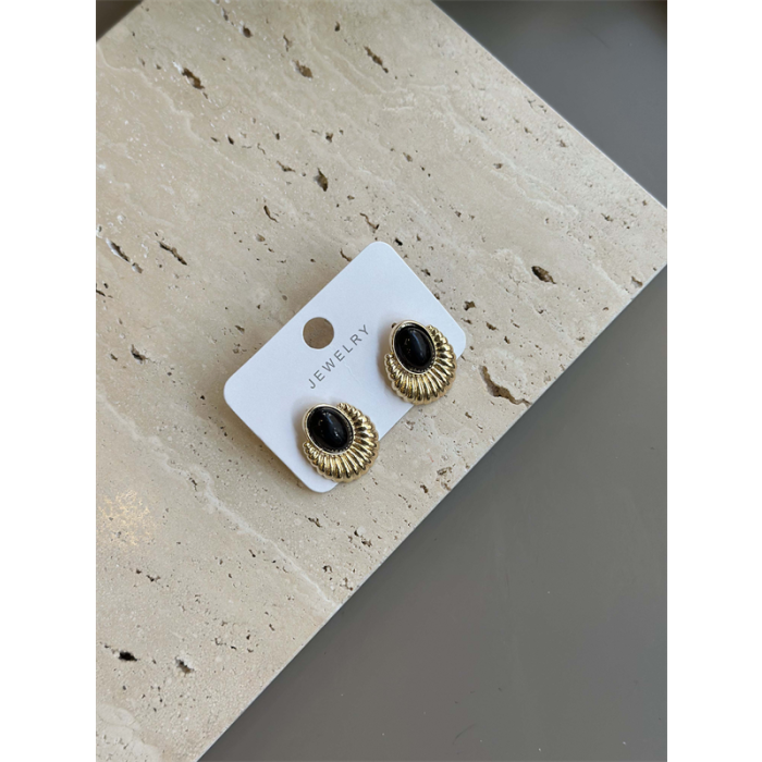 Taşlı Küpe - Siyah