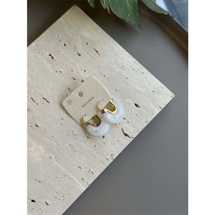 Taşlı Küpe - Beyaz