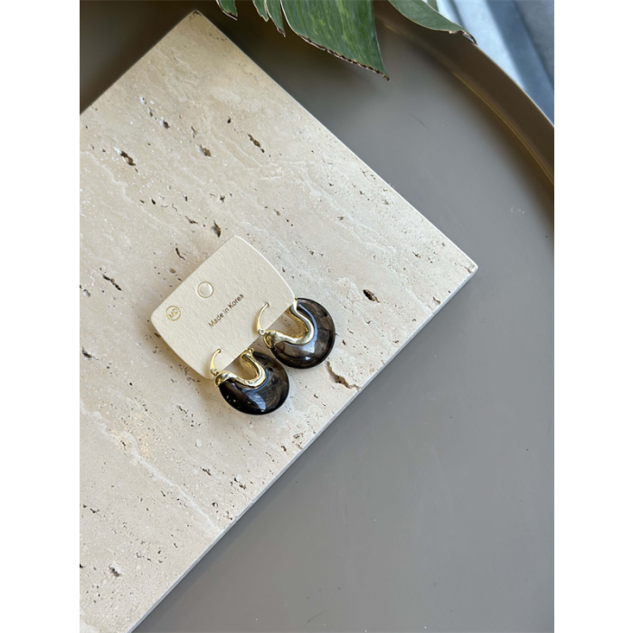 Taşlı Küpe - Siyah