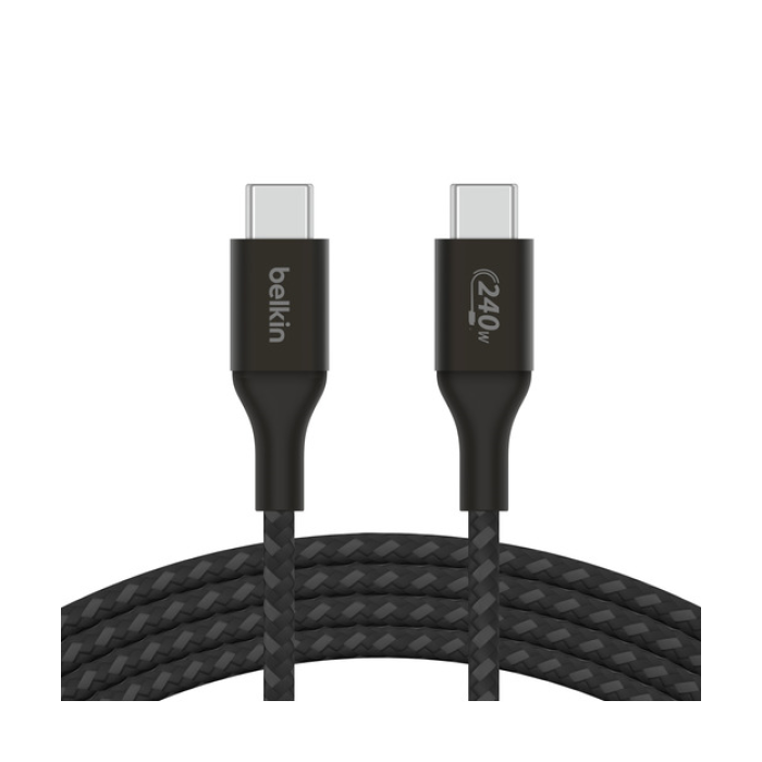 Belkin CAB015 Boostcharge Örgülü USB-C Den USB-Cye 240W 1M Kablo - Siyah
