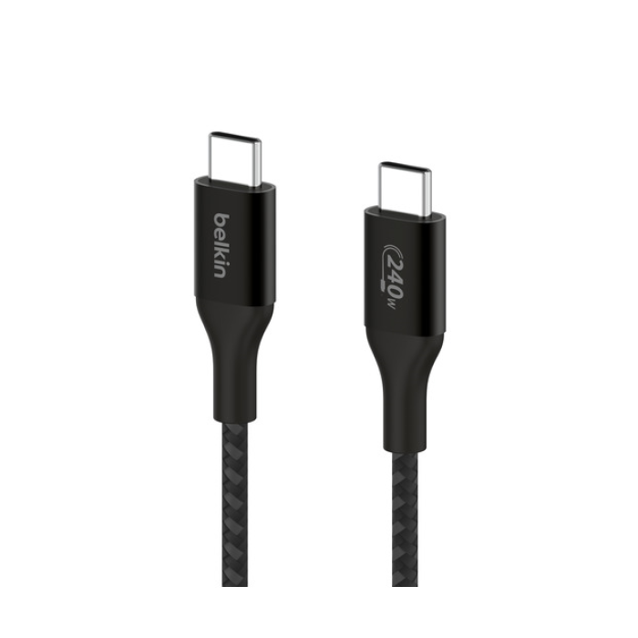 Belkin CAB015 Boostcharge Örgülü USB-C Den USB-Cye 240W 1M Kablo - Siyah
