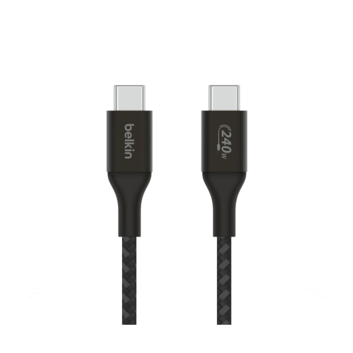 Belkin CAB015 Boostcharge Örgülü USB-C Den USB-Cye 240W 1M Kablo - Siyah