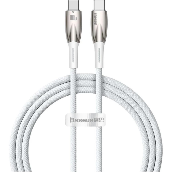Baseus Glimmer Series Type-C To Type-C 100W Hızlı Şarj Kablosu 1M. - Beyaz