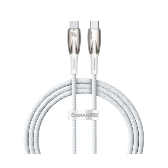 Baseus Glimmer Series Type-C To Type-C 100W Hızlı Şarj Kablosu 1M. - Beyaz