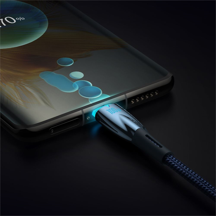 Baseus Glimmer Series 100W 1Mt PD Type-C Şarj Kablosu - Mavi