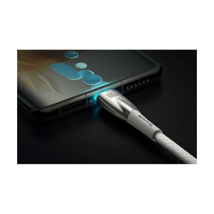 Baseus Glimmer Serisi Type-C Den Type-C Ye 100W  2M Kablo-Beyaz