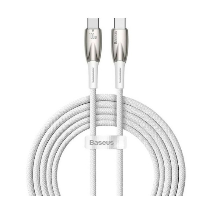 Baseus Glimmer Serisi Type-C Den Type-C Ye 100W  2M Kablo-Beyaz
