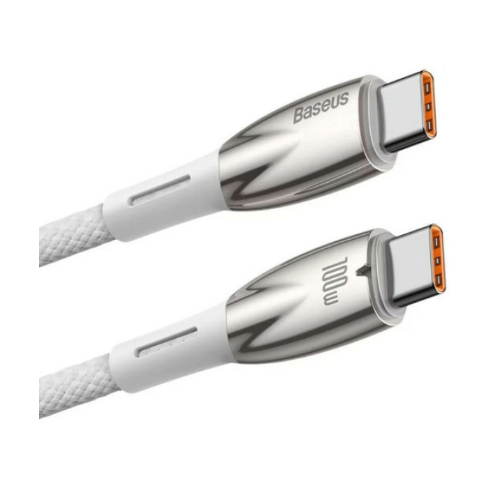 Baseus Glimmer Serisi Type-C Den Type-C Ye 100W  2M Kablo-Beyaz