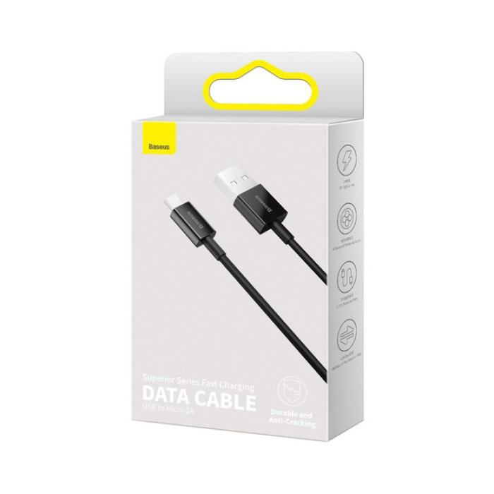 Baseus Superior 2A 1M Mikro USB Kablo - Siyah