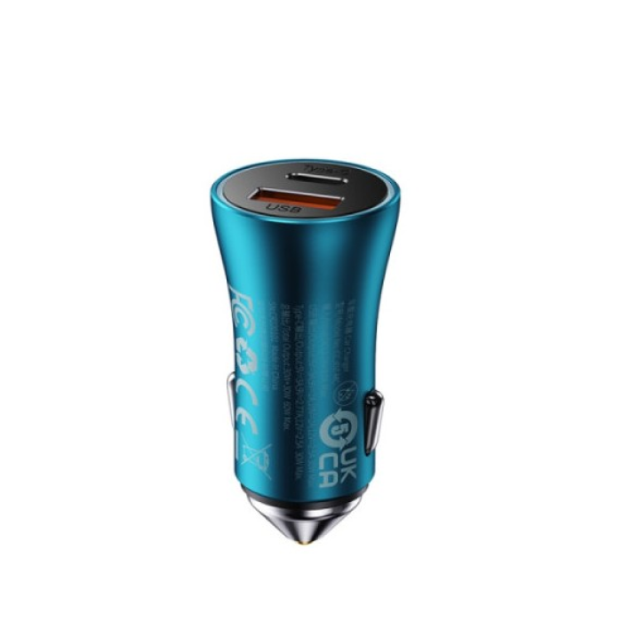Baseus Golden Contactor Max Araç Şarj Cihazı, USB-A + USB-C, 60W - Mavi
