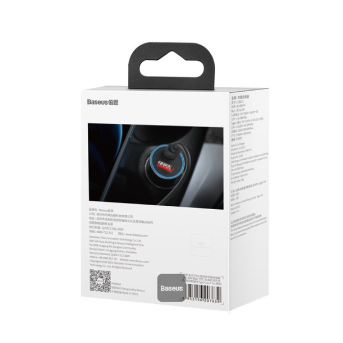 Baseus Golden Contactor Max Araç Şarj Cihazı, USB-A + USB-C, 60W - Mavi