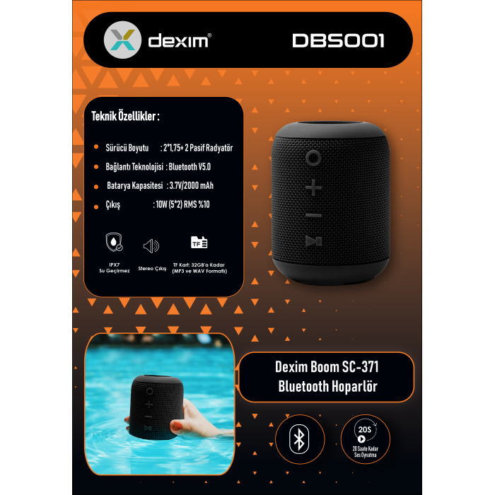 Dexim SC-371 Yuvarlak Hoparlör - Siyah