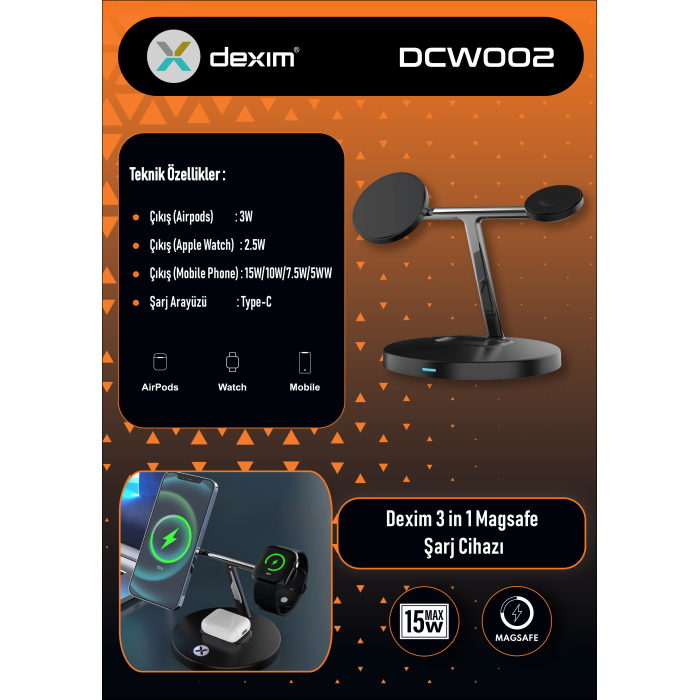 Dexim 3İn1 Magsafe Şarj