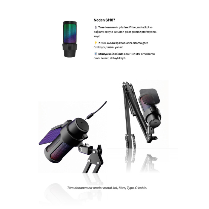 Dexim SM8 USB Kablolu RGB Mikrofon - DMK008