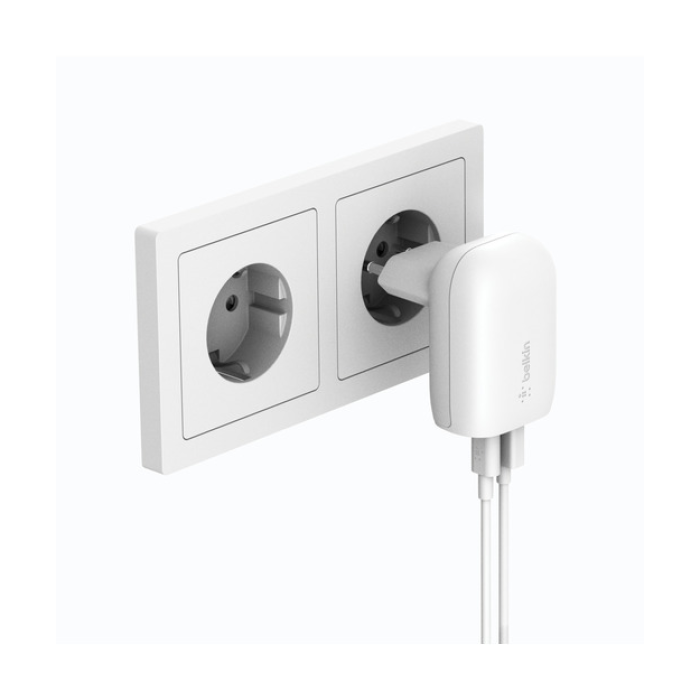 Belkin WCB007 Boostcharge 37W USB-C + USB-A Portlu Duvar Şarjı - Beyaz