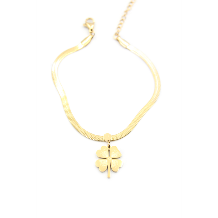 İtalyan Zincir Yonca Bileklik - Altın