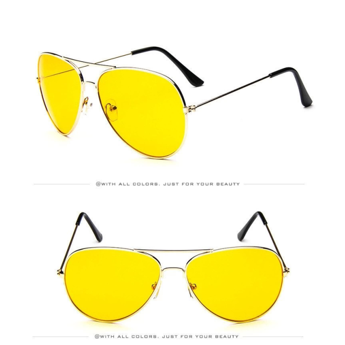 Unisex Gold Metal Çerçeveli Damla Gözlük