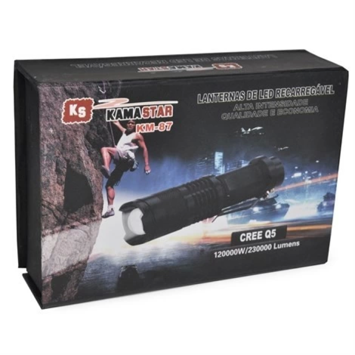 Km 87 Polis Tipi Zoomlu Şarjlı Metal Dağ Kamp Cep Feneri ( Lisinya )