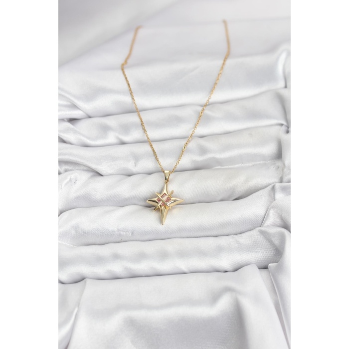 316L Çelik Gold Renk Zirkon Taşlı Kutup Yıldızı Model Kadın Kolye - Lisinya
