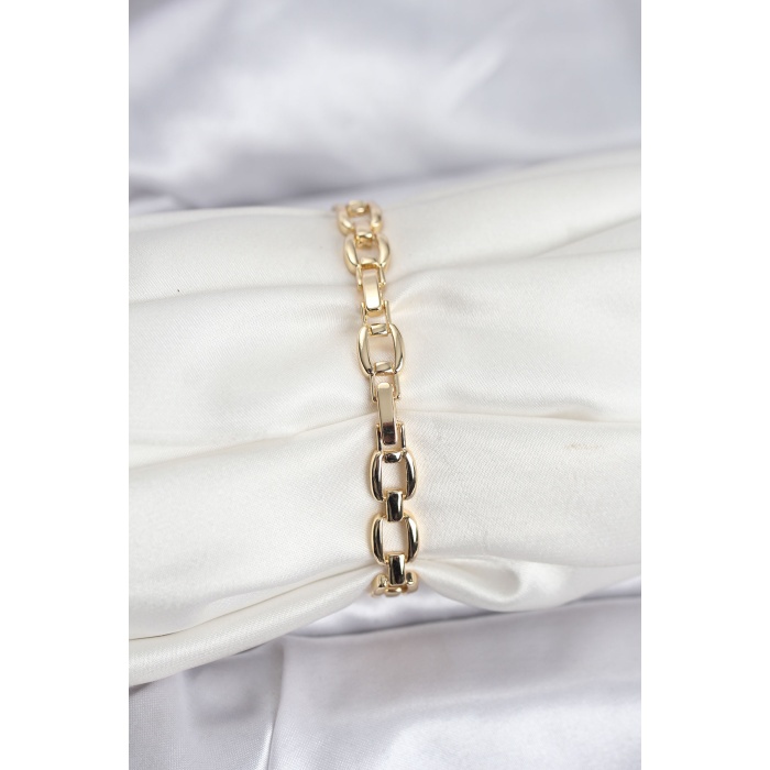 Pirinç Gold Renk VIP Seri Zincir Model Zirkon Taşlı Kadın Bileklik - Lisinya