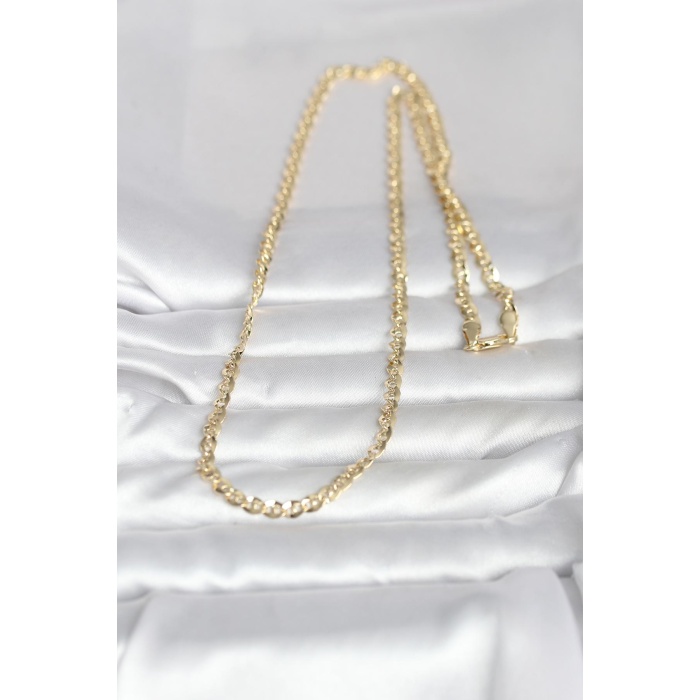 CM 14K Gold Renk Yassı Oval Zincirli Model 60 cm Kadın Kolye - Lisinya