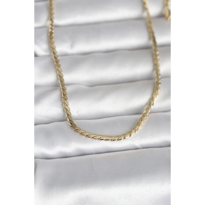 CM 14K Gold Renk Yassı Model 60 cm Kadın Kolye - Lisinya