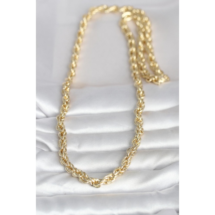 CM 14K Gold Renk Kalın Burgu Zincirli Model 60 cm Kadın Kolye - Lisinya