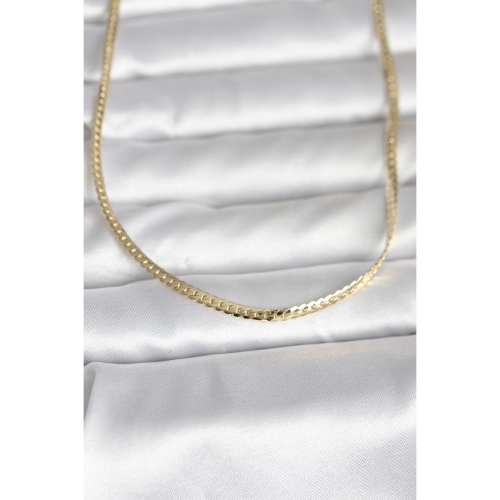 CM 14K Gold Renk Yassı Zincir Model 45 cm Kadın Kolye - Lisinya