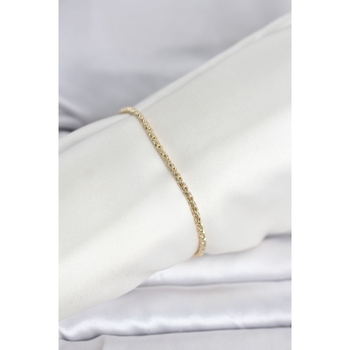CM 14K Gold Renk Burgulu Zincir Model Kadın Bileklik - Lisinya