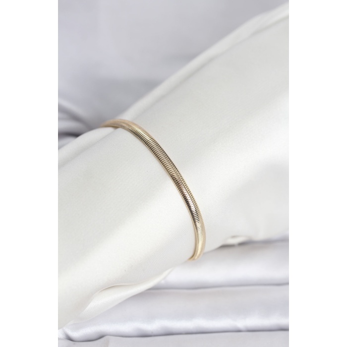 CM 14K Gold Renk Yassı Yılan Zincir Model Kadın Bileklik - Lisinya