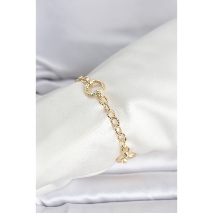 CM 14K Gold Renk Lazerli Halka Model Kadın Bileklik - Lisinya