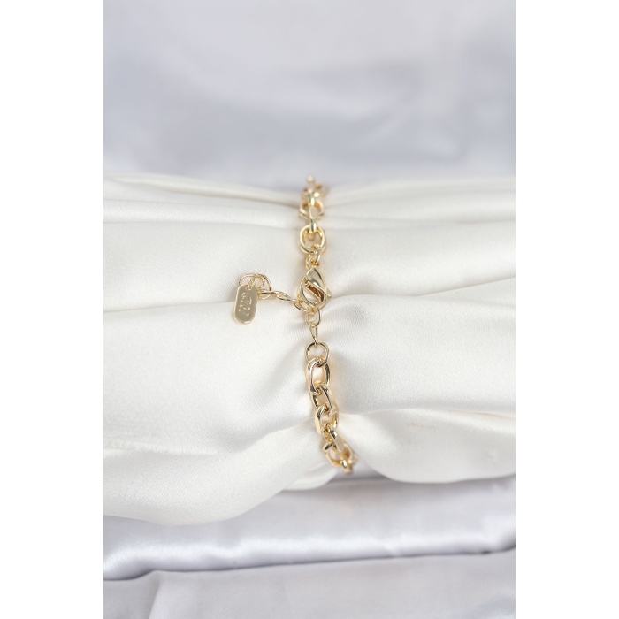CM 14K Gold Renk Kalın Zincir Model Kadın Bileklik - Lisinya