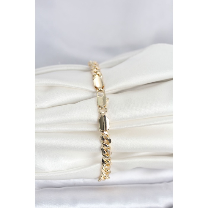 CM 14K Gold Renk Yassı Zincir Model Kadın Bileklik - Lisinya